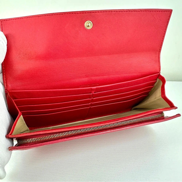 Bottega Veneta Red Intrecciato Woven Leather Wallet Authentic | Made in Italy - Picture 5 of 15